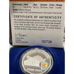 2004 The Journey Continues - Sydney to Athens - $5 Fine Silver Proof Coin