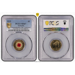 Australia 2012 Red Poppy $2 Regular Strike Coin PCGS MS67