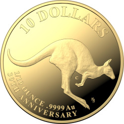 2023 $10 30th Anniversary of the Kangaroo Series - Mob of Thirty 1/10 oz Gold 'C' Mintmark Proof Coin