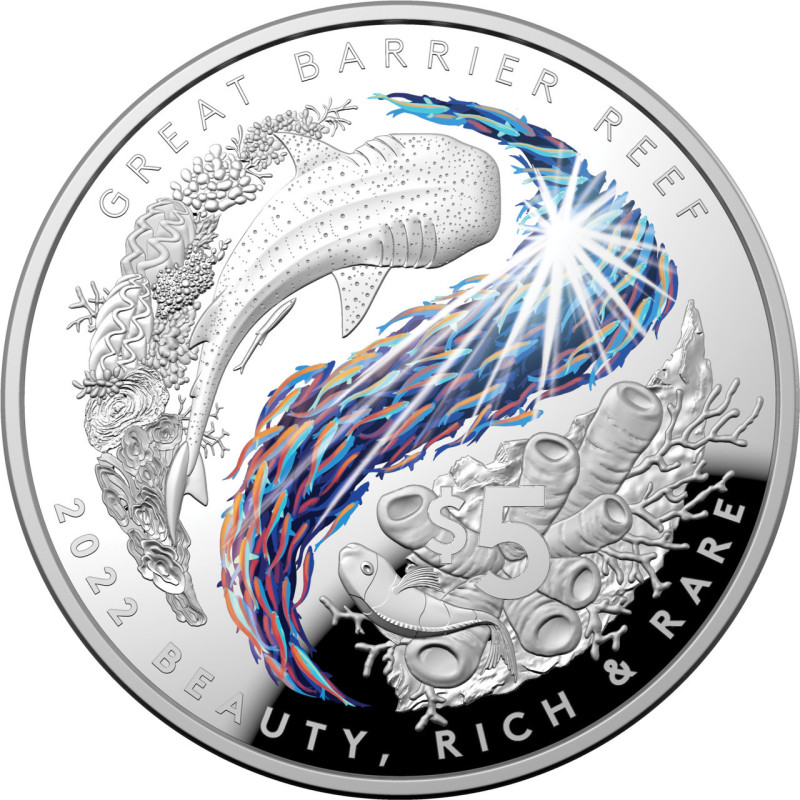 Beauty, Rich & Rare – Great Barrier Reef 2022 $5 Silver Coloured Proof Domed Coin Beauty, Rich & Rare – Great Barrier Reef 2022 $5 Silver Coloured Proof Domed Coin