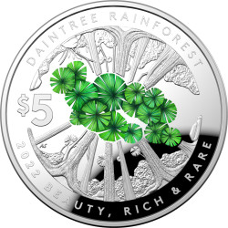 Beauty, Rich & Rare – Great Daintree Rainforest 2022 $5 Silver Coloured Proof Domed Coin