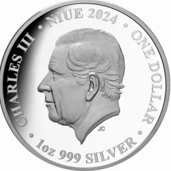 Mars from Phobos 2024 $1 1oz Silver Proof Coloured Coin Niue