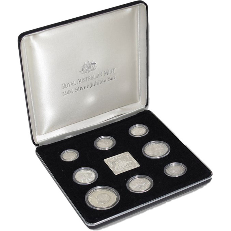 1991 Masterpieces In Silver 25th Anniversary of Decimal Currency 8 Coin Proof Set