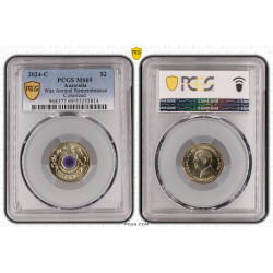 2024 War Animals Remembrance Purple Poppy $2 PCGS ‘C’ Mintmark MS69 Gold Shield