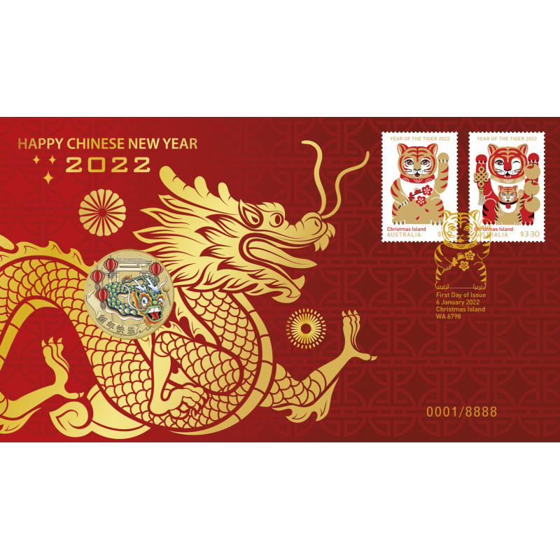 2022 Chinese New Year $1 Coin Perth Mint AusPost Stamp & Coin PNC 2022 Chinese New Year $1 Coin Perth Mint AusPost Stamp & Coin PNC