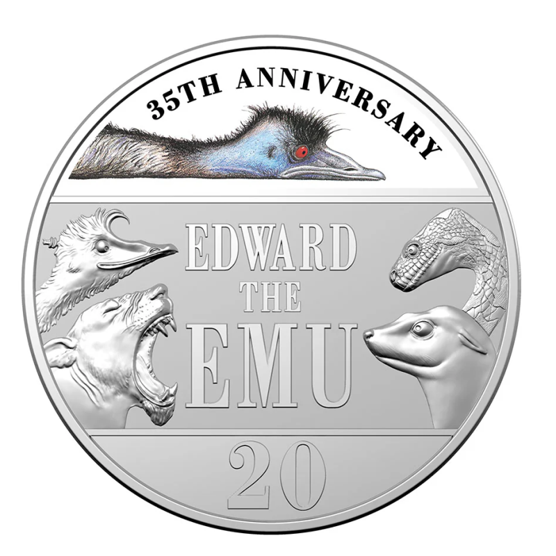 35th Anniversary Of Edward The Emu - Coin in Card - 2023 20c Coloured Uncirculated