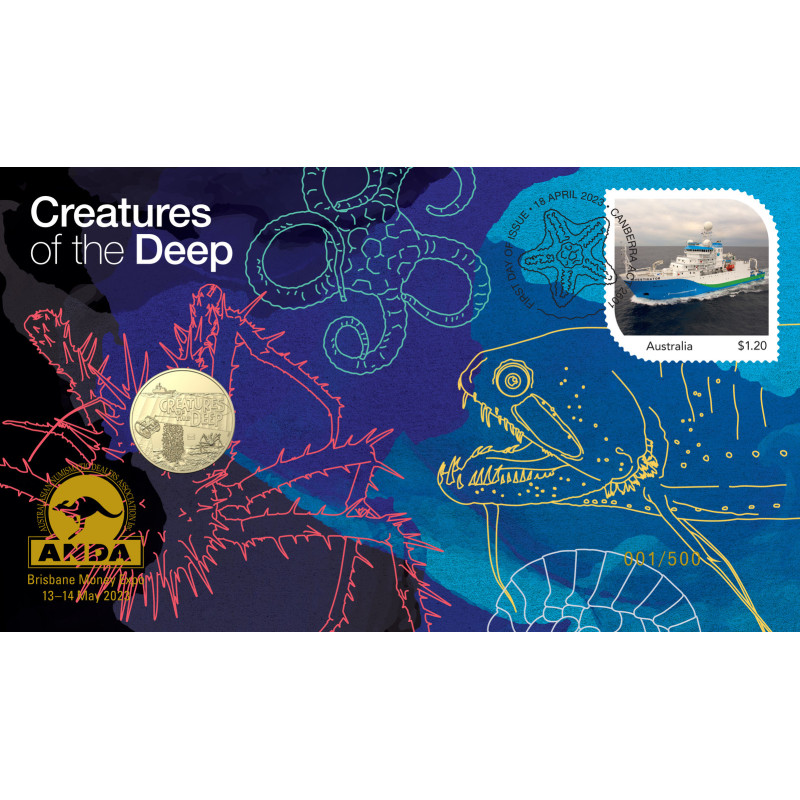 2023 Creatures of the Deep Brisbane ANDA Stamp and Coin Covers PNC