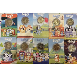 2024 $1 Bluey Dollarbucks Coin Card Set of 10 Cards set with Envelope Privy Mark