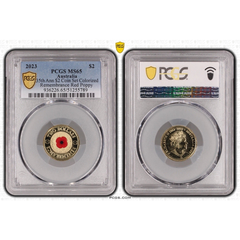 2023 Australia 35th Anniversary $2 Set Remembrance Red Poppy PCGS MS65