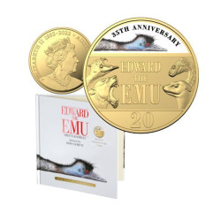 2023 Twenty Cent Edward the Emu 35th Anniversary Gold Plated Coloured (20c) Uncirculated Australian Decimal Coin - Special Editi