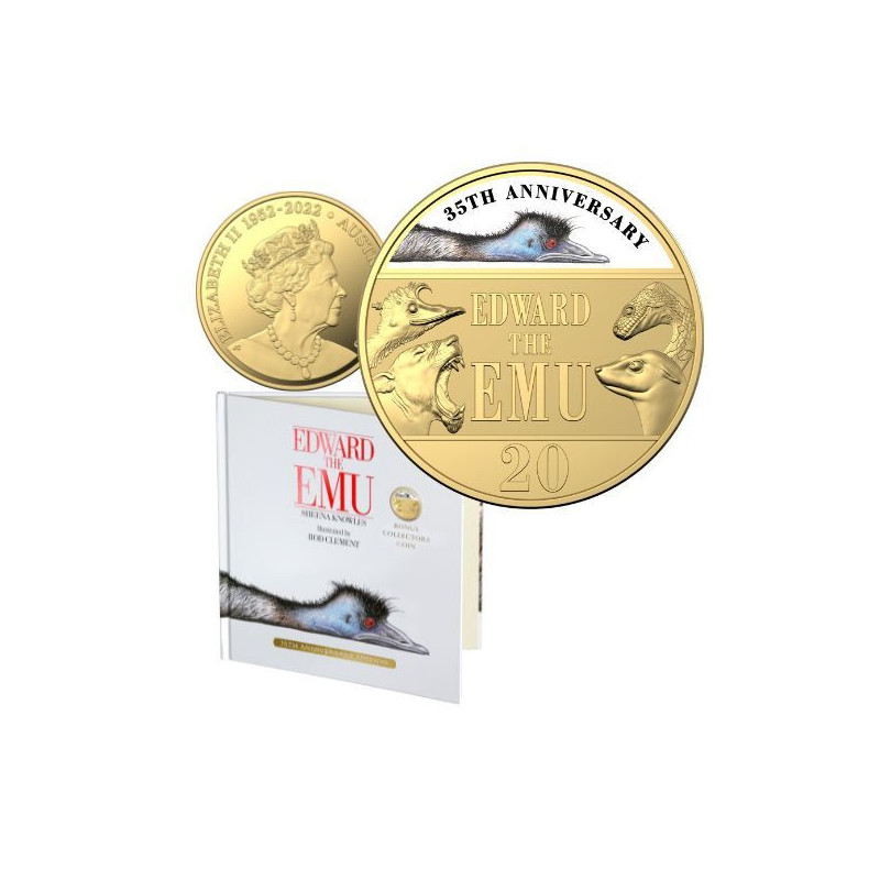 2023 Twenty Cent Edward the Emu 35th Anniversary Gold Plated Coloured (20c) Uncirculated Australian Decimal Coin - Special Editi 2023 Twenty Cent Edward the Emu 35th Anniversary Gold Plated Coloured (20c) Uncirculated Australian Decimal Coin - Special Editi