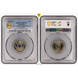 2024 War Animals Remembrance Purple Poppy $2 PCGS ‘C’ Mintmark MS70 Gold Shield