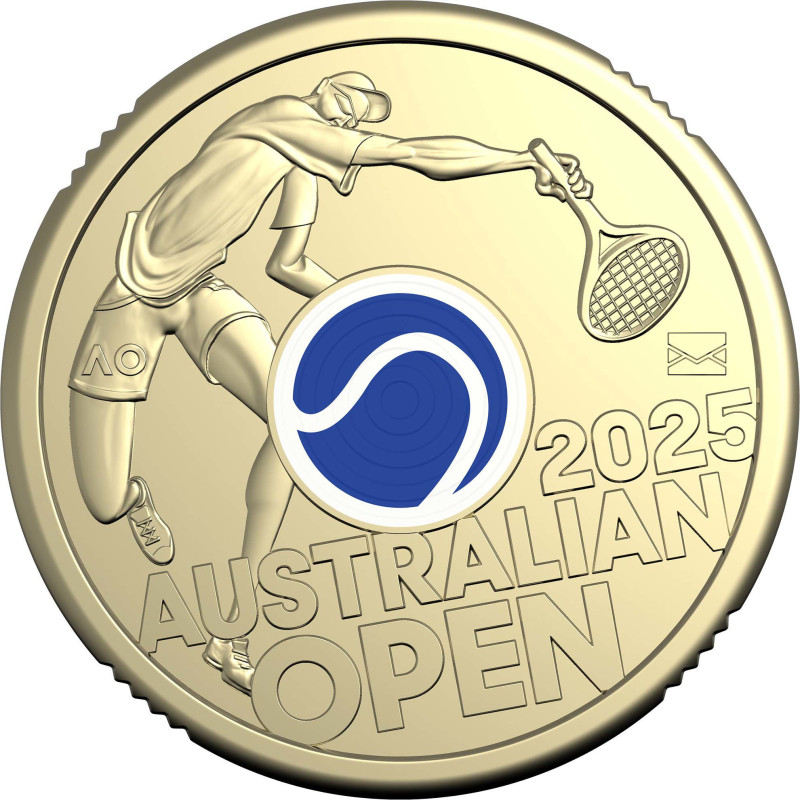 2025 $2 Australian Open - 2025 Men's Australian Open $2 Privy Mark Coin in Dark Blue Folder